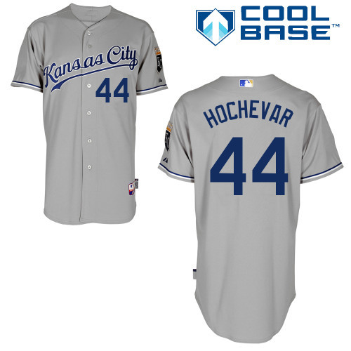 #44 Luke Hochevar Gray MLB Jersey-Kansas City Royals Stitched Cool Base Baseball Jersey