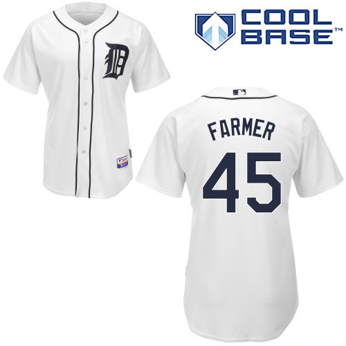#45 Buck Farmer White MLB Jersey-Detroit Tigers Stitched Cool Base Baseball Jersey