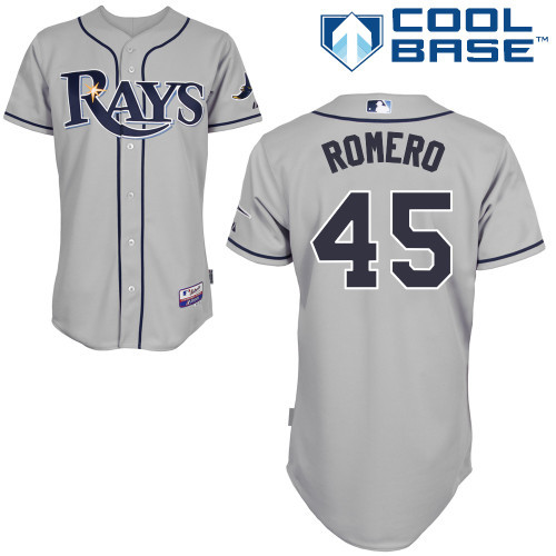 #45 Enny Romero Gray MLB Jersey-Tampa Bay Rays Stitched Cool Base Baseball Jersey