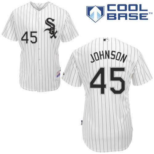 #45 Erik Johnson White Pinstripe MLB Jersey-Chicago White Sox Stitched Cool Base Baseball Jersey