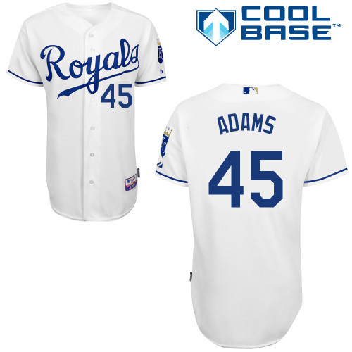 #45 Lane Adams White MLB Jersey-Kansas City Royals Stitched Cool Base Baseball Jersey