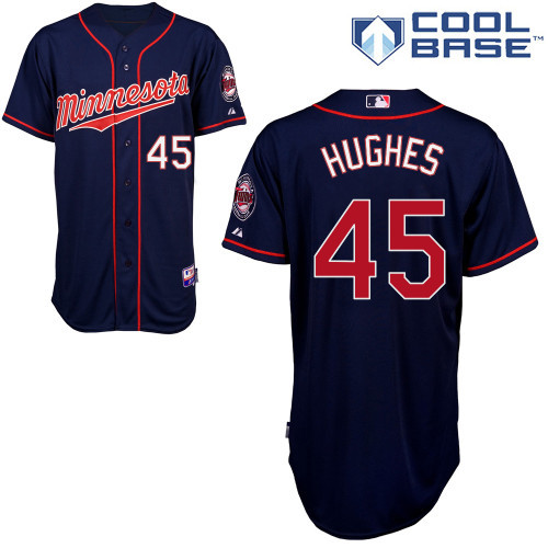 #45 Phil Hughes Dark Blue MLB Jersey-Minnesota Twins Stitched Cool Base Baseball Jersey