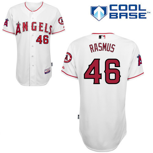 #46 Cory Rasmus White MLB Jersey-Los Angeles Angels Of Anaheim Stitched Cool Base Baseball Jersey