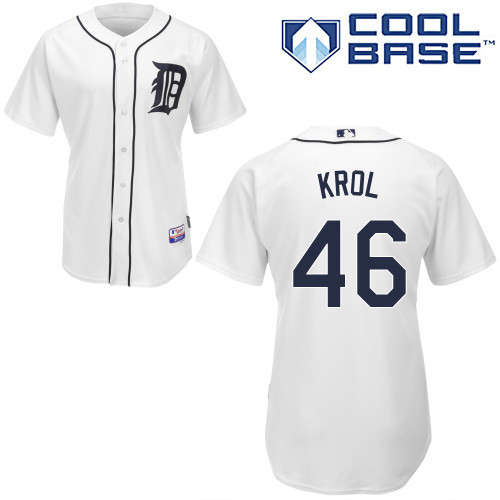 #46 Lan Krol White MLB Jersey-Detroit Tigers Stitched Cool Base Baseball Jersey