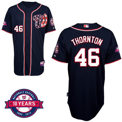 #46 Matt Thornton Dark Blue MLB Jersey-Washington Nationals Stitched Cool Base Baseball Jersey