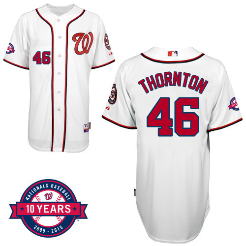 #46 Matt Thornton White MLB Jersey-Washington Nationals Stitched Cool Base Baseball Jersey