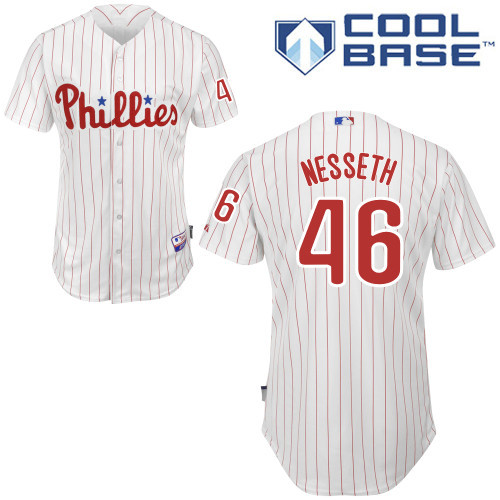 #46 Mike Nesseth White Pinstripe MLB Jersey-Philadelphia Phillies Stitched Cool Base Baseball Jersey