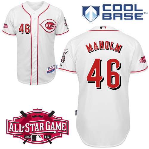 #46 Paul Maholm White MLB Jersey-Cincinnati Reds Stitched Cool Base Baseball Jersey