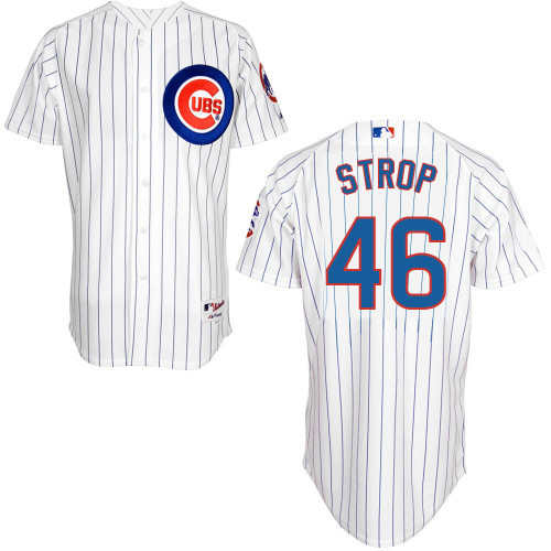 #46 Pedro Strop White Pinstripe MLB Jersey-Chicago Cubs Stitched Player Baseball Jersey