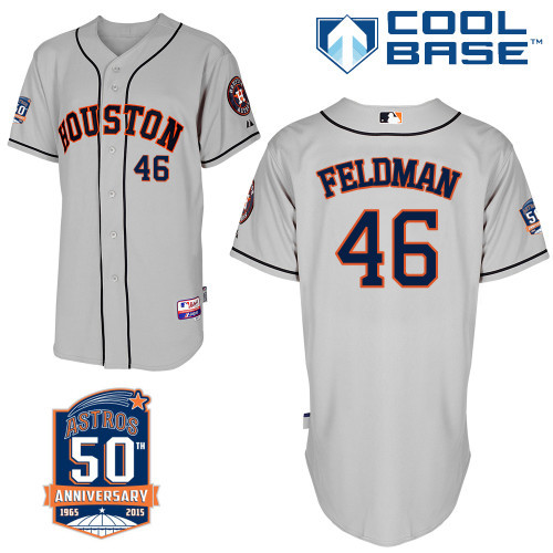 #46 Scott Feldman Gray MLB Jersey-Houston Astros Stitched Cool Base Baseball Jersey