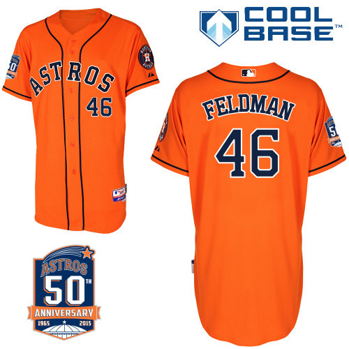#46 Scott Feldman Orange MLB Jersey-Houston Astros Stitched Cool Base Baseball Jersey