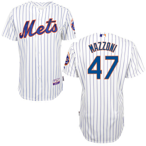 #47 Cory Mazzoni White Pinstripe MLB Jersey-New York Mets Stitched Player Baseball Jersey