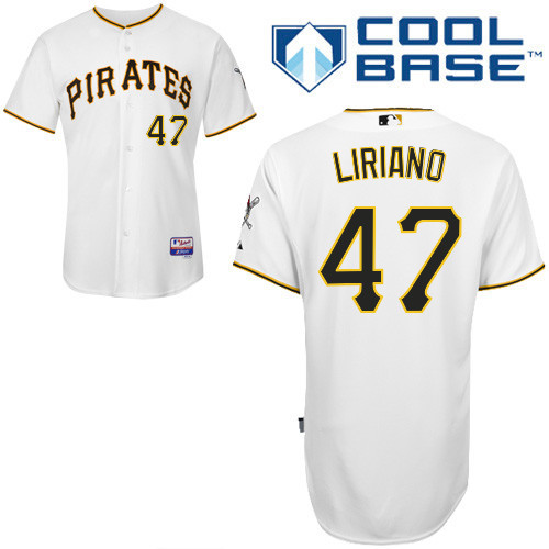 #47 Francisco Liriano White MLB Jersey-Pittsburgh Pirates Stitched Cool Base Baseball Jersey