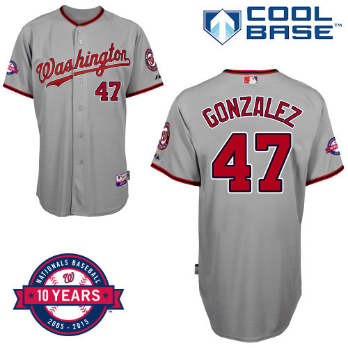 #47 Gio Gomzalez Gray MLB Jersey-Washington Nationals Stitched Cool Base Baseball Jersey