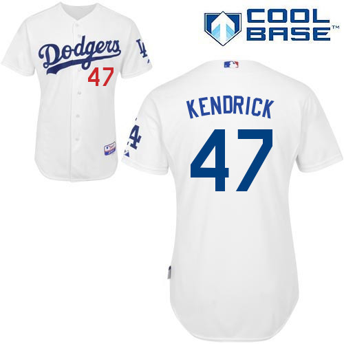 #47 Howie Kendrick White MLB Jersey-Los Angeles Dodgers Stitched Cool Base Baseball Jersey
