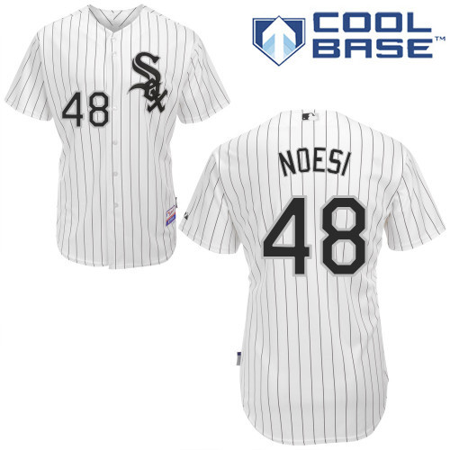 #48 Hector Noesi White Pinstripe MLB Jersey-Chicago White Sox Stitched Cool Base Baseball Jersey
