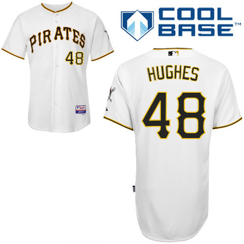 #48 Jared Hughes White MLB Jersey-Pittsburgh Pirates Stitched Cool Base Baseball Jersey