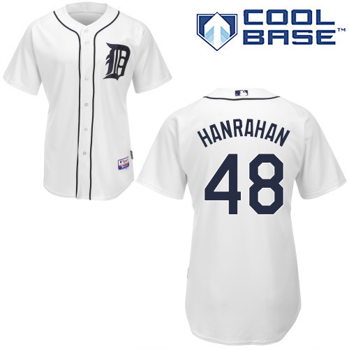 #48 Joel Hanrshan White MLB Jersey-Detroit Tigers Stitched Cool Base Baseball Jersey