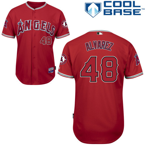 #48 Jose Alvarez Red MLB Jersey-Los Angeles Angels Of Anaheim Stitched Cool Base Baseball Jersey