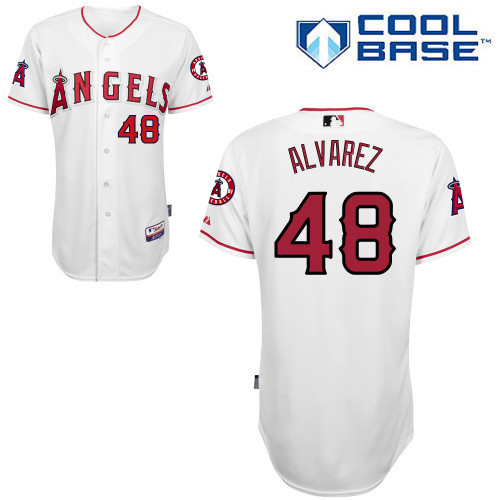 #48 Jose Alvarez White MLB Jersey-Los Angeles Angels Of Anaheim Stitched Cool Base Baseball Jersey
