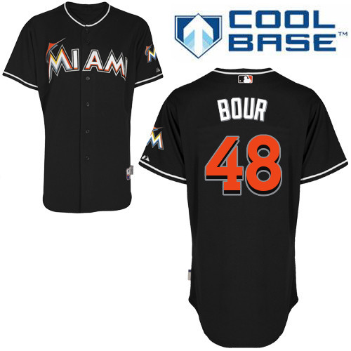 #48 Justin Bour Black MLB Jersey-Miami Marlins Stitched Cool Base Baseball Jersey