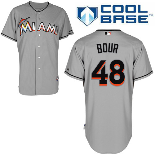 #48 Justin Bour Gray MLB Jersey-Miami Marlins Stitched Cool Base Baseball Jersey