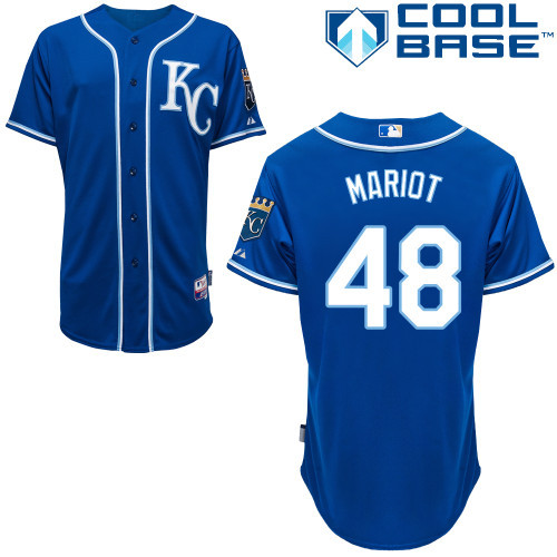 #48 Michael Mariot Blue MLB Jersey-Kansas City Royals Stitched Cool Base Baseball Jersey