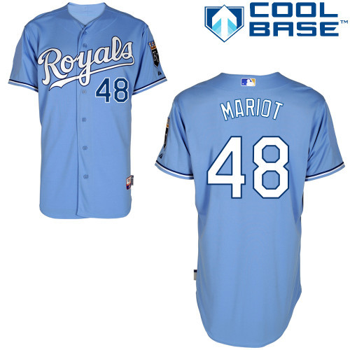 #48 Michael Mariot Light Blue MLB Jersey-Kansas City Royals Stitched Cool Base Baseball Jersey