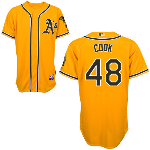 #48 Ryan Cook Yellow MLB Jersey-Oakland Athletics Stitched Cool Base Baseball Jersey