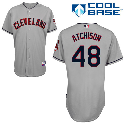 #48 Scott Atchison Gray MLB Jersey-Cleveland Indians Stitched Cool Base Baseball Jersey