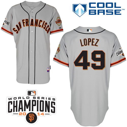#49 Javier Lopez Gray MLB Jersey-San Francisco Giants Stitched Cool Base Baseball Jersey