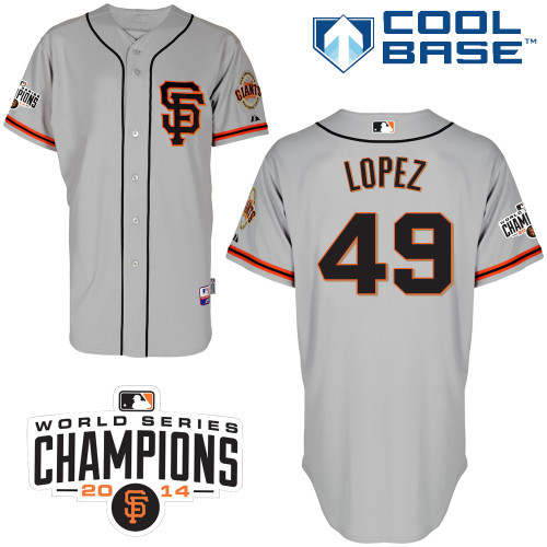 #49 Javier Lopez Gray SF MLB Jersey-San Francisco Giants Stitched Cool Base Baseball Jersey