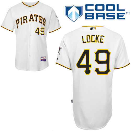 #49 Jeff Locke White MLB Jersey-Pittsburgh Pirates Stitched Cool Base Baseball Jersey
