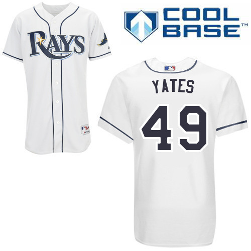 #49 Kirby Yates White MLB Jersey-Tampa Bay Rays Stitched Cool Base Baseball Jersey