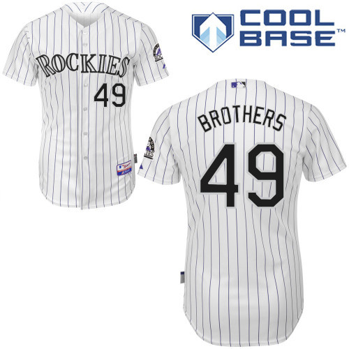 #49 Rex Brothers White Pinstripe MLB Jersey-Colorado Rockies Stitched Cool Base Baseball Jersey