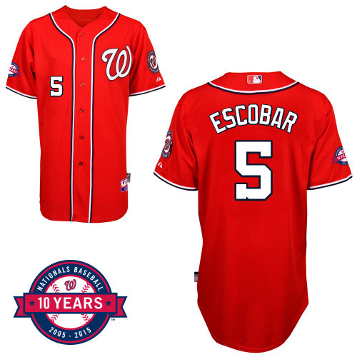 #5 Yunel Escobar Red MLB Jersey-Washington Nationals Stitched Cool Base Baseball Jersey