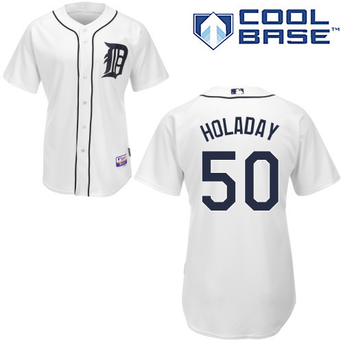 #50 Bryan Holaday White MLB Jersey-Detroit Tigers Stitched Cool Base Baseball Jersey