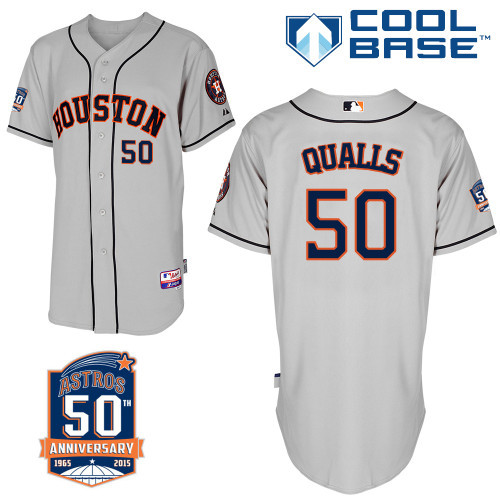 #50 Chad Qualls Gray MLB Jersey-Houston Astros Stitched Cool Base Baseball Jersey
