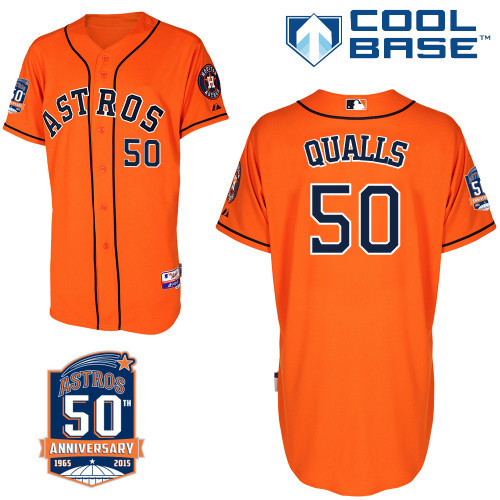 #50 Chad Qualls Orange MLB Jersey-Houston Astros Stitched Cool Base Baseball Jersey
