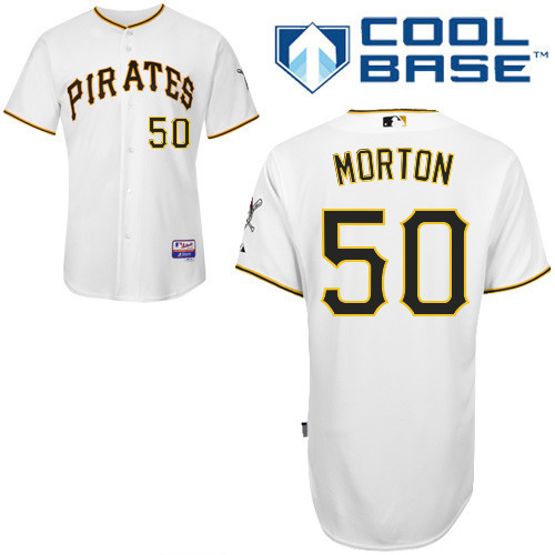 #50 Charlie Morton White MLB Jersey-Pittsburgh Pirates Stitched Cool Base Baseball Jersey