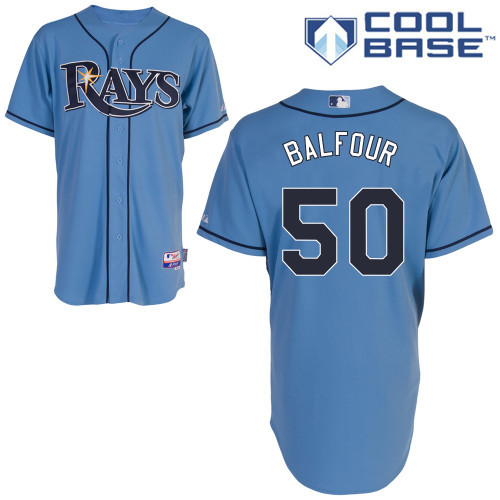 #50 Grant Balfour Light Blue MLB Jersey-Tampa Bay Rays Stitched Cool Base Baseball Jersey