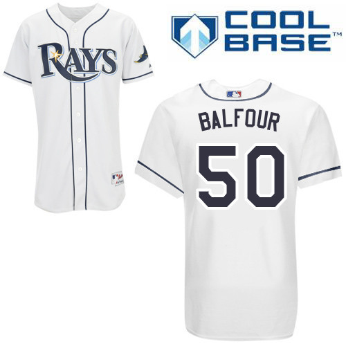 #50 Grant Balfour White MLB Jersey-Tampa Bay Rays Stitched Cool Base Baseball Jersey