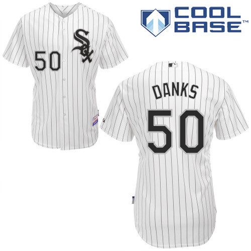 #50 John Danks White Pinstripe MLB Jersey-Chicago White Sox Stitched Cool Base Baseball Jersey