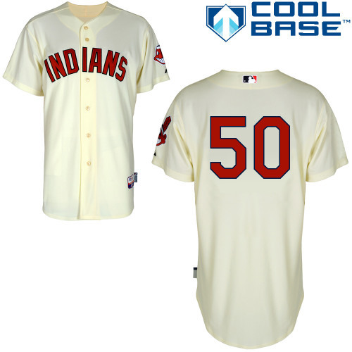 #50 Nick Hagadone Cream MLB Jersey-Cleveland Indians Stitched Cool Base Baseball Jersey