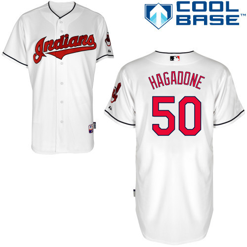 #50 Nick Hagadone White MLB Jersey-Cleveland Indians Stitched Cool Base Baseball Jersey