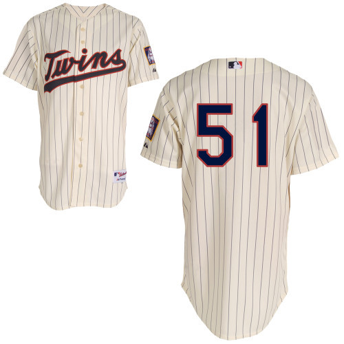 #51 Alex Meyer Cream Pinstripe MLB Jersey-Minnesota Twins Stitched Player Baseball Jersey