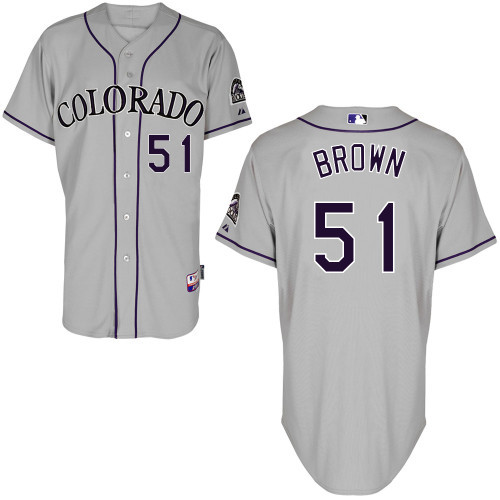 #51 Brooks Brown Gray MLB Jersey-Colorado Rockies Stitched Cool Base Baseball Jersey