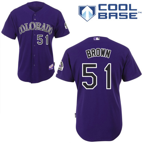 #51 Brooks Brown Purple MLB Jersey-Colorado Rockies Stitched Cool Base Baseball Jersey