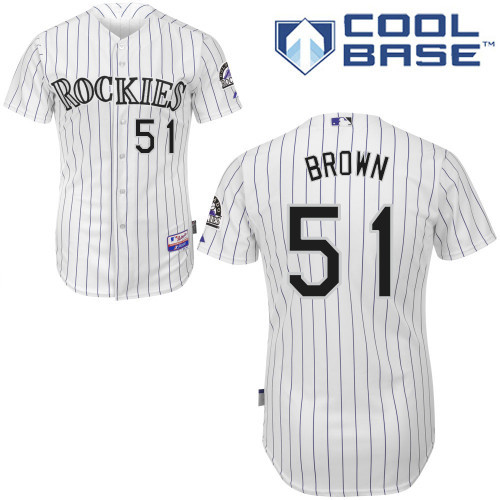 #51 Brooks Brown White Pinstripe MLB Jersey-Colorado Rockies Stitched Cool Base Baseball Jersey