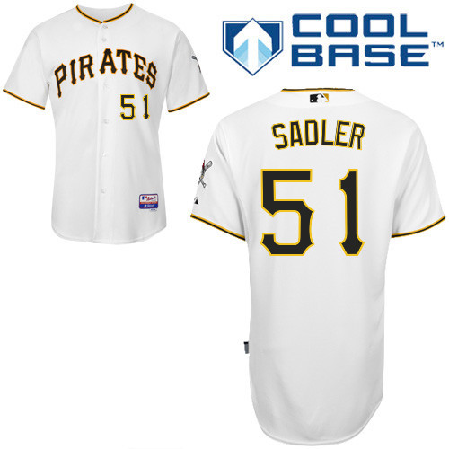 #51 Casey Sadler White MLB Jersey-Pittsburgh Pirates Stitched Cool Base Baseball Jersey